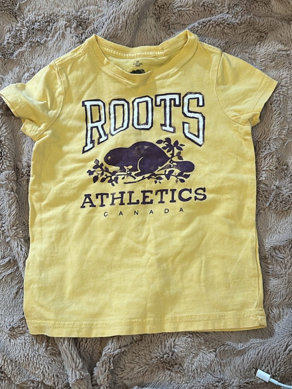 Roots Yellow Kids 'Roots Athletics' Short Sleeve Tee